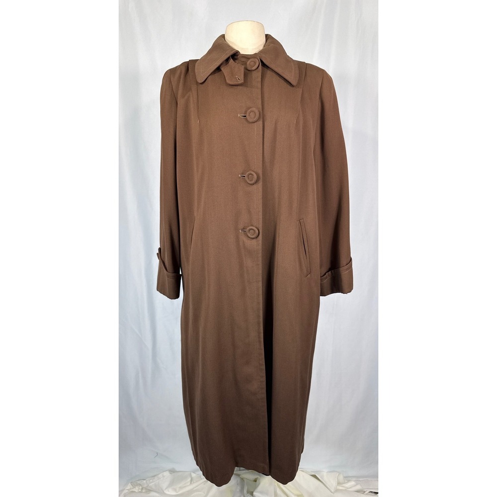 VTG 60s 70s Womens Duoliner Master of Weather Brown Overcoat Longline Jacket Mod